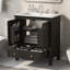 Ensemble de meuble-lavabo multifonctionnel 30 po avec lavabo et armoire en bois massif avec portes et tiroir, noir