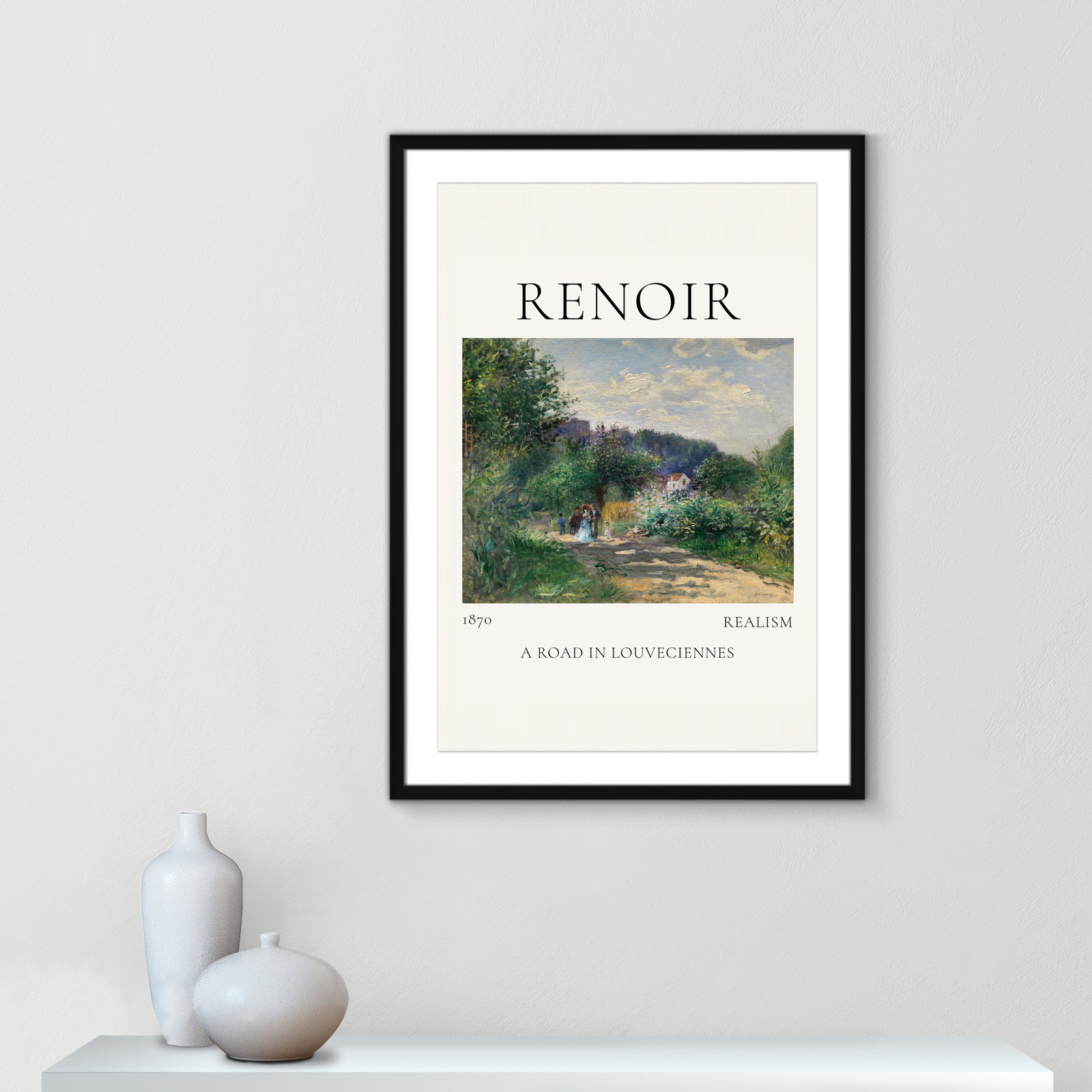 Rocchetto "A Road in Louveciennes" Print, Black Single Picture Frame, Yes, 35.5" H x 25.5" W x 1.25" D