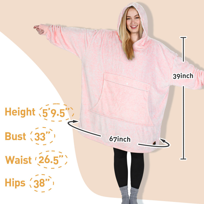 Surdimensionné avec couverture à capuche et molleton, Couleur unie, Rose cendre