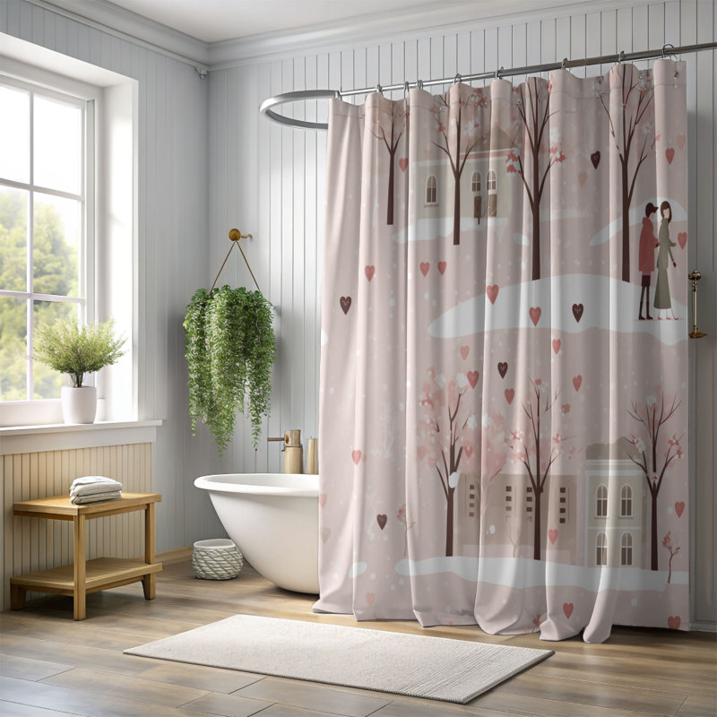 Rose paire - rideau de douche Premium 94, H 74 po x l 71 po