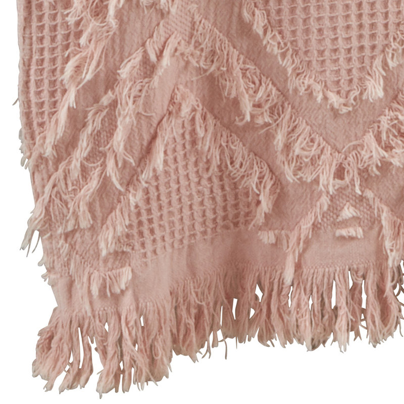 Zosia Geometric 100% Cotton Table Runner, 16" x 90", Light Pink