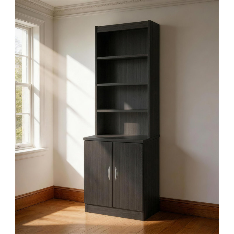 Brender 2 -Door 4 -Shelf Storage Cabinet, Black Havana