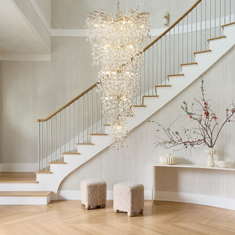 Lustre à gradins DEL Dilpreet, Argent argent, H 63 po x l 30 po x P 30 po