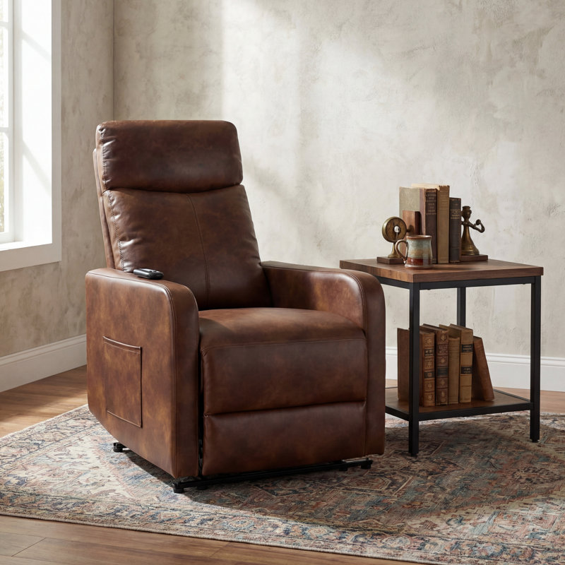 Fauteuil inclinable électrique Wall, Simili cuir, Brun