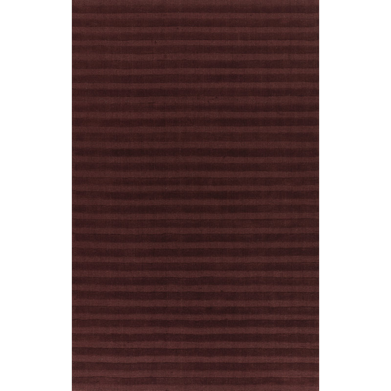 Tapis Lura tissé à la main en laine à rayures prune, 152 x 244 cm, 5 pi x 8 pi