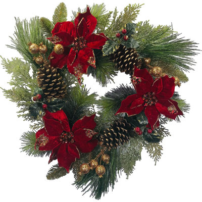 Couronne de pin poinsettia 24 po