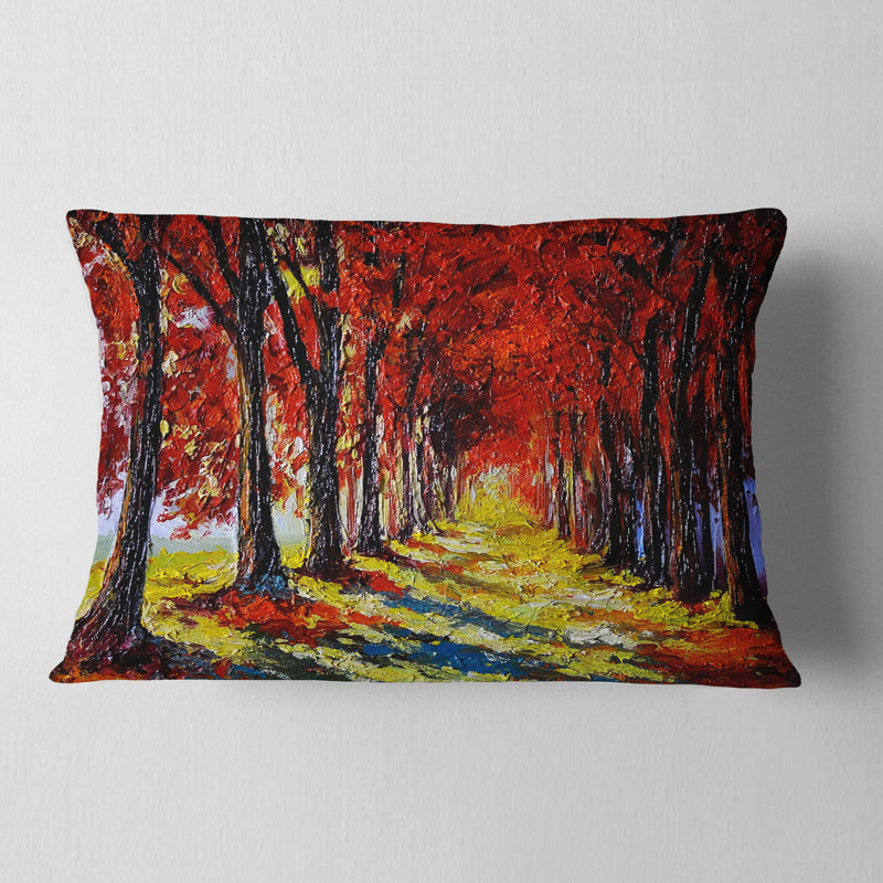 Coussin lombaire paysage d'automne avec feuilles