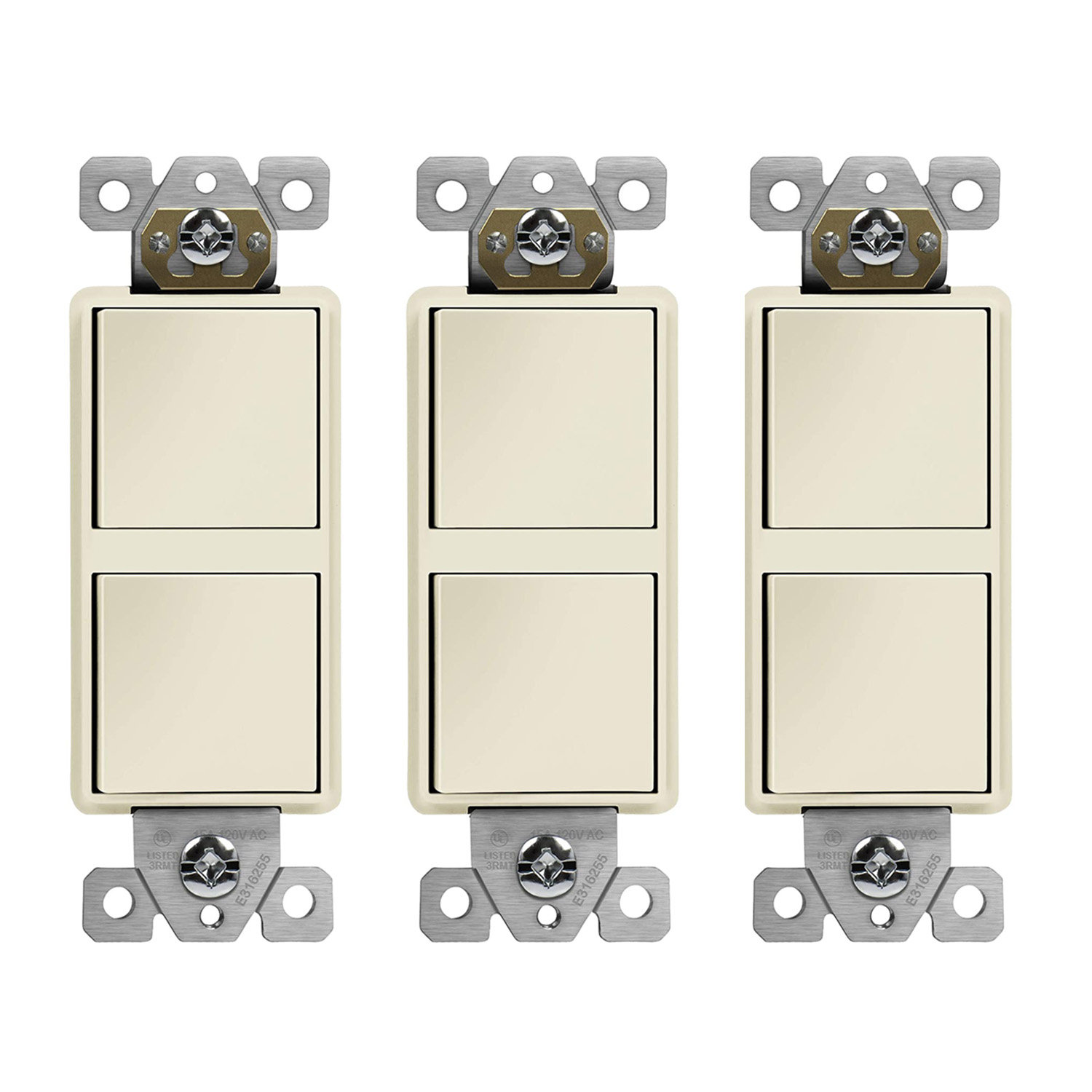 Enerlites 15-Amp Single Pole Double Rocker Light Switch | Wayfair
