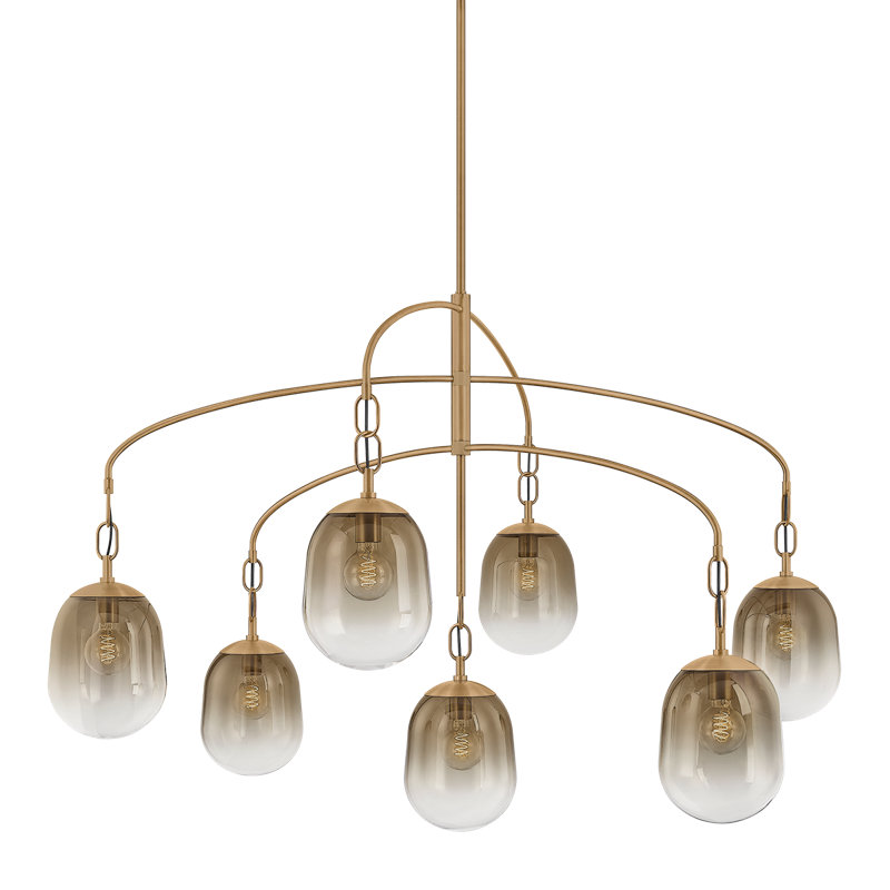 Troy Lighting Harvey wide Light Chandelier in Patina Brass, 34.75" H x 42" W x 42" D, 7 Lights