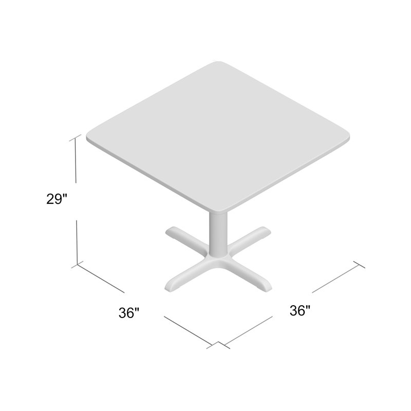 Neyland Cain Square X-Base Breakroom Table, Cherry, 29" H x 36" L x 36" W