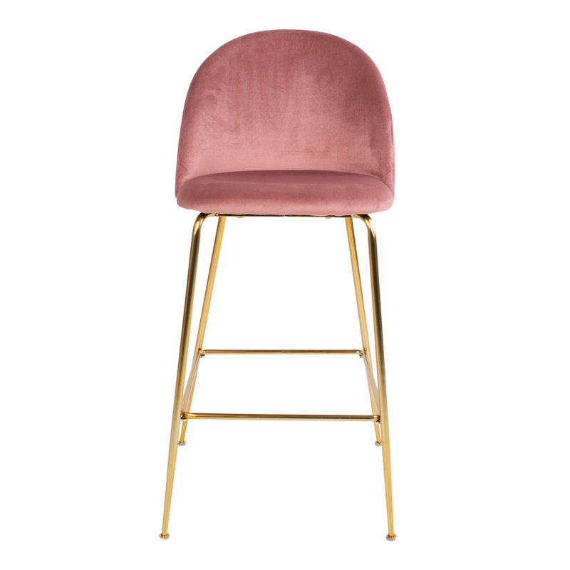 Pontefract Upholstered Counter Stool with Metal Frame, Rose, Brass