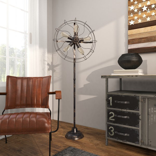 Lampe sur pied en métal et bronze