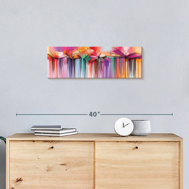 «Flowers Paint Drip» sur toile, H 8 po x l 24 po x P 1 po