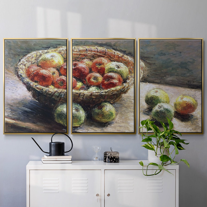 Assiette aux pommes, 1880, 3 pièces, H 24 po x l 48 po x P 2 po, Or