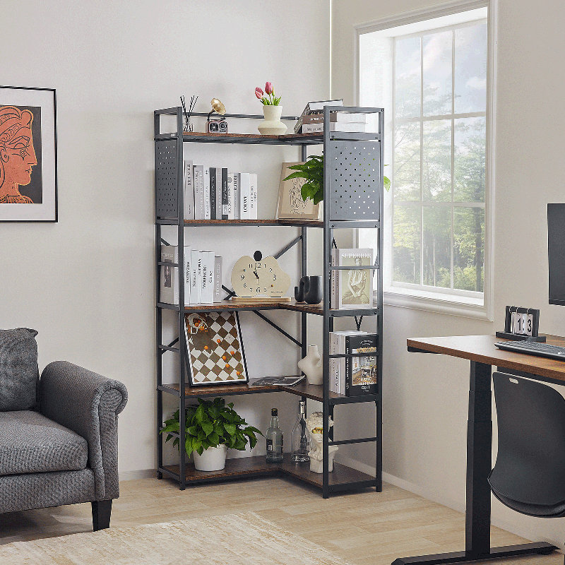 Bibliothèque industrielle 17 étages à 5 niveaux avec bibliothèque en bois et métal