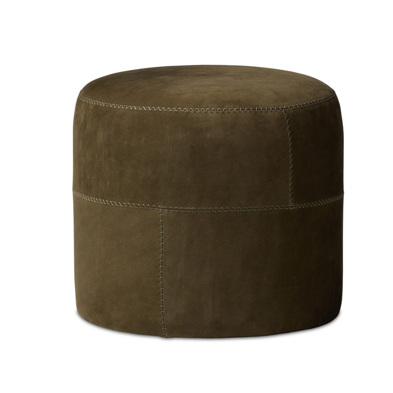 Camino Cylinder Ottoman, Nubuck Olive
