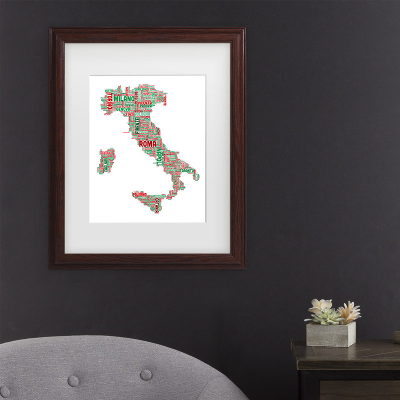 « italie iii », impression sur toile, H 14 po x l 11 po x P 0,5 po, Cadre brun