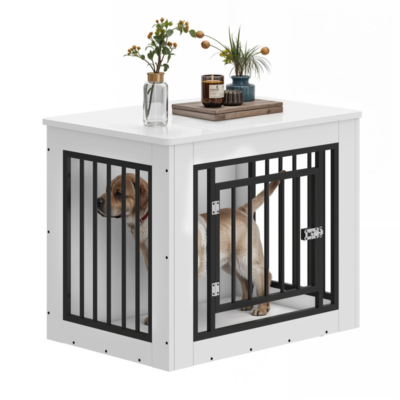 Table d'appoint pour chien avec pieds réglables, Noir / blanc, H 25 po x l 30,1 po x P 21 po