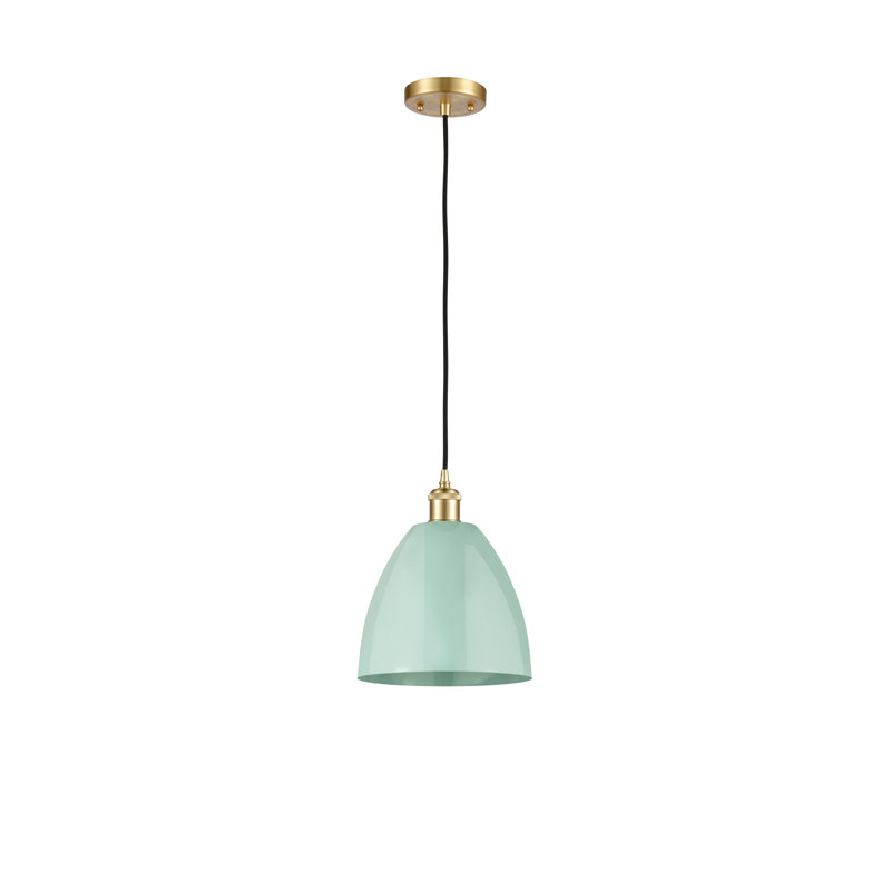 Luminaire suspendu en cristal 1 lumière, Bleu ciel, Or satiné