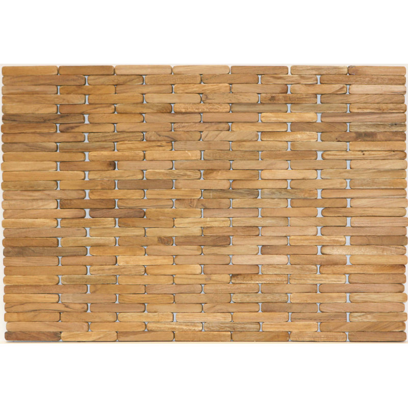 Handcrafted Teak Wood Geometric Rectangular Placemat Set
