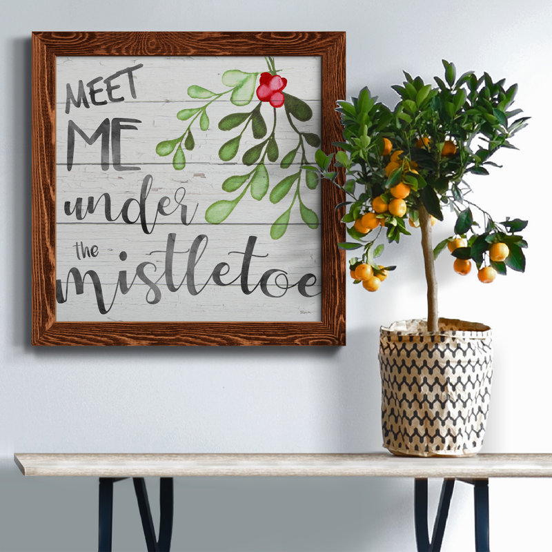 «Mistletoe», art textuel sur toile, Toile avec cadre érable patiné, H 17 po x l 17 po x P 1,5 po