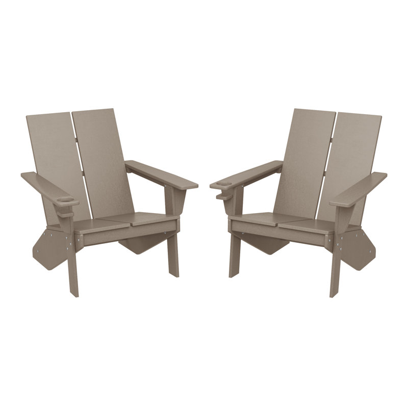 Modern Poly Adirondack Chair (Set Of 2), Black, Tan