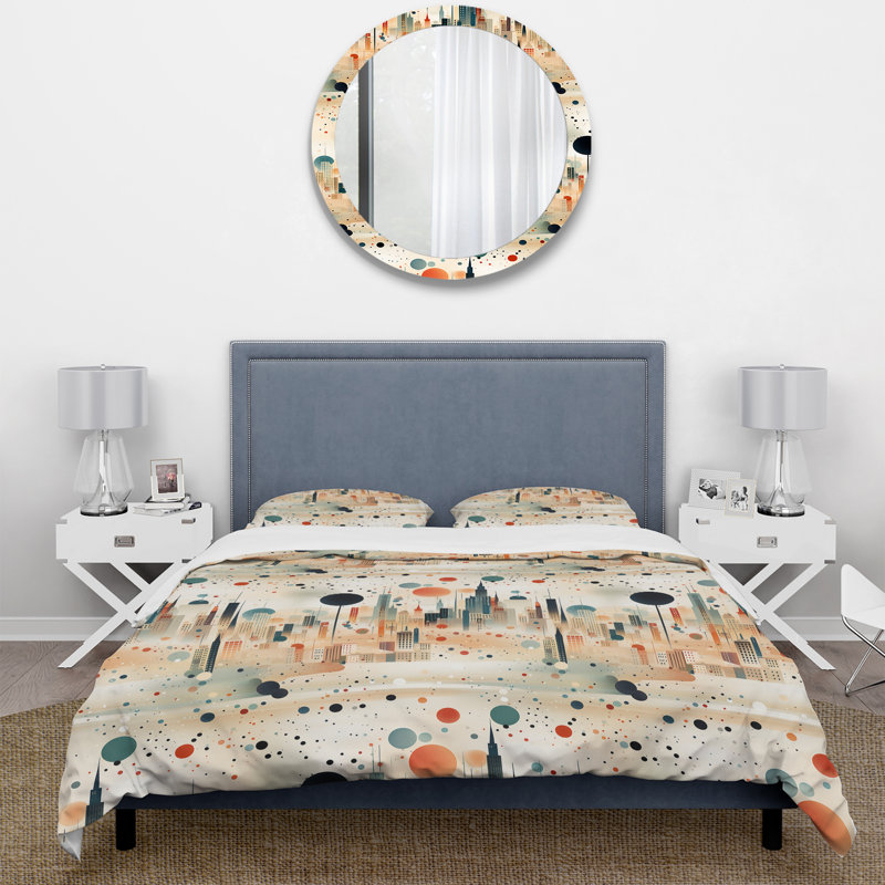 Ensemble de housse de couette Coral and Beige, Housse de couette pour très grand lit et 2 très