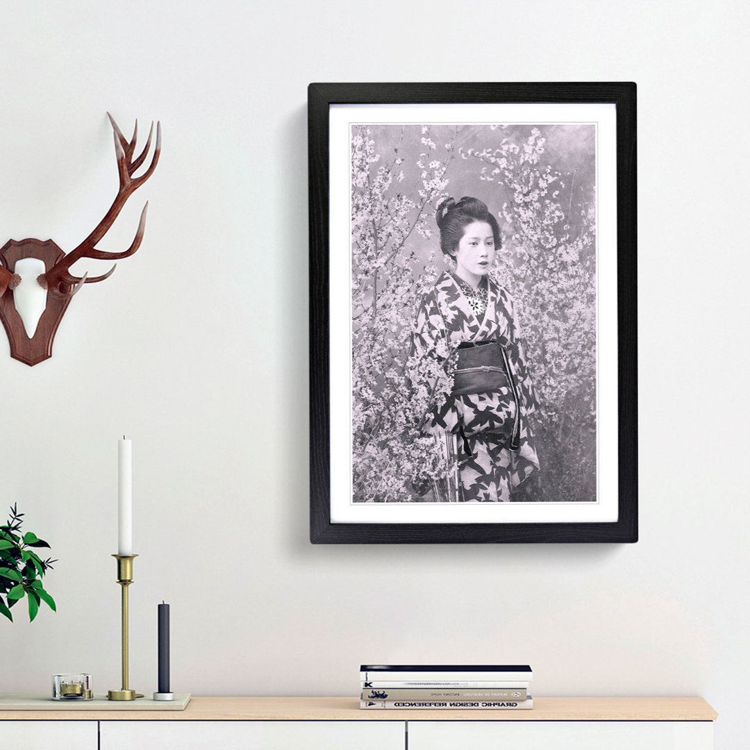 Geisha and Cherry Blossoms by Ogawa Kazumasa - Picture Frame Painting Print
