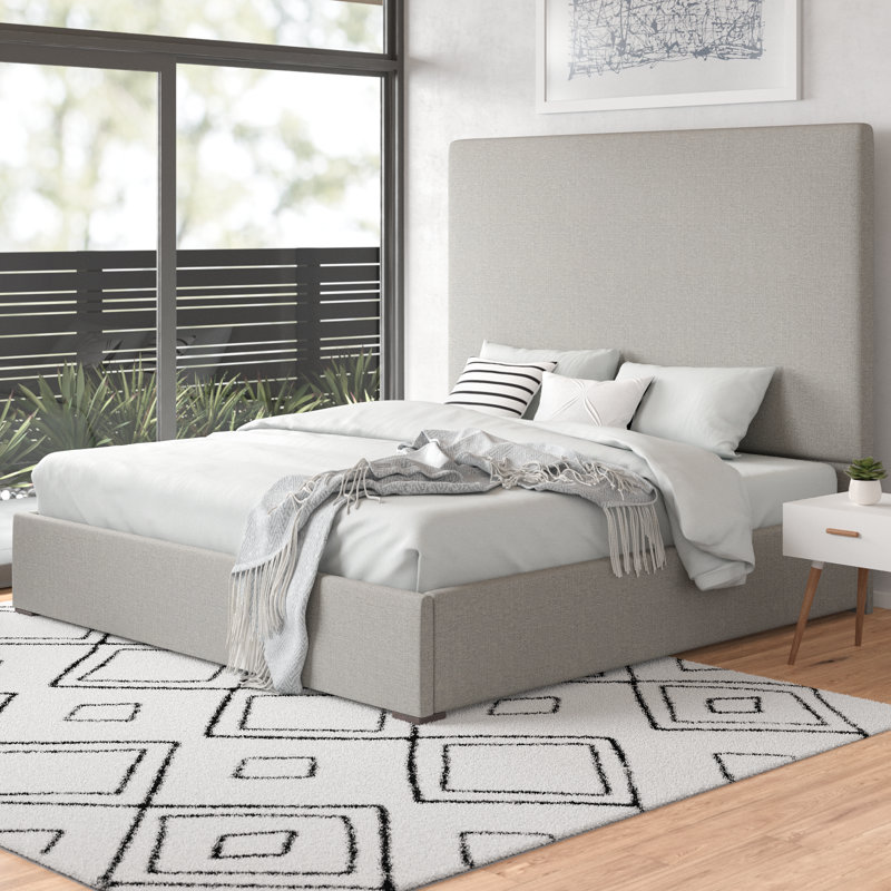 Lit à panneau tapissier Dezyah, Très grand californien, Revolution® gris