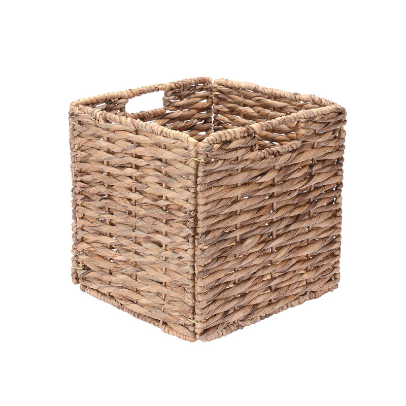 Wicker Storage Baskets Foldable Square Handmade Woven Bins