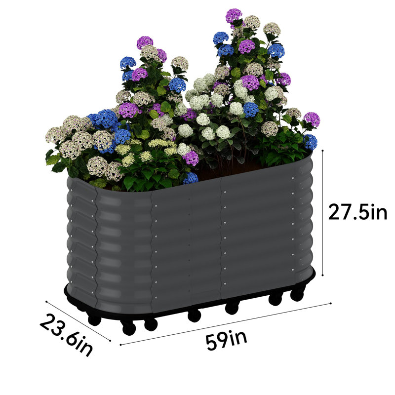 Metal Raised Garden Bed, 70cm H x 60cm W x 150cm D, Grey