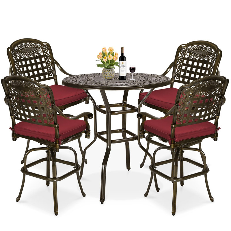Round 38.5'' L Outdoor Standing Height Table Set, 4, Red