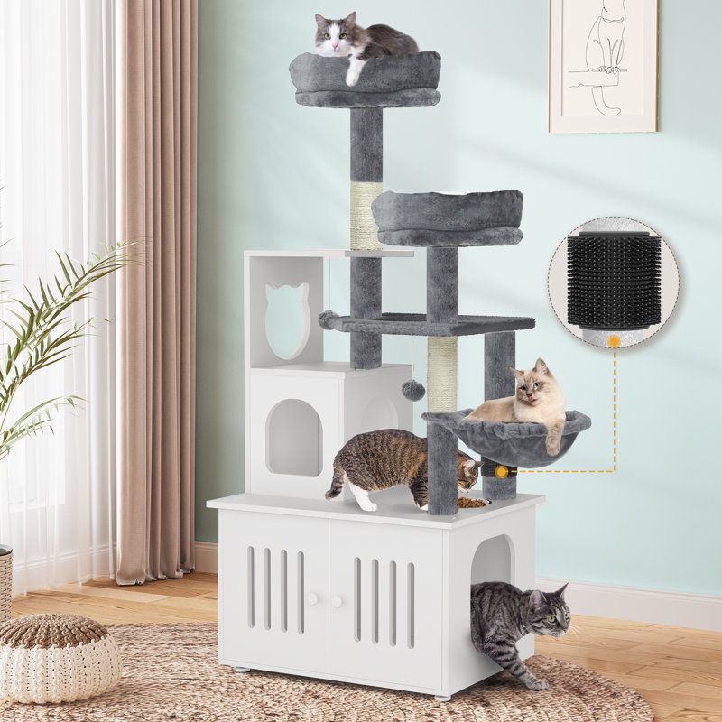 Estellene 59'' H Cat Tree, Blanc