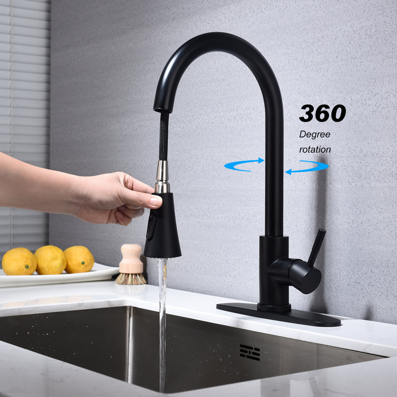 LivEditor Pull Out Kitchen Faucet, Matte Black