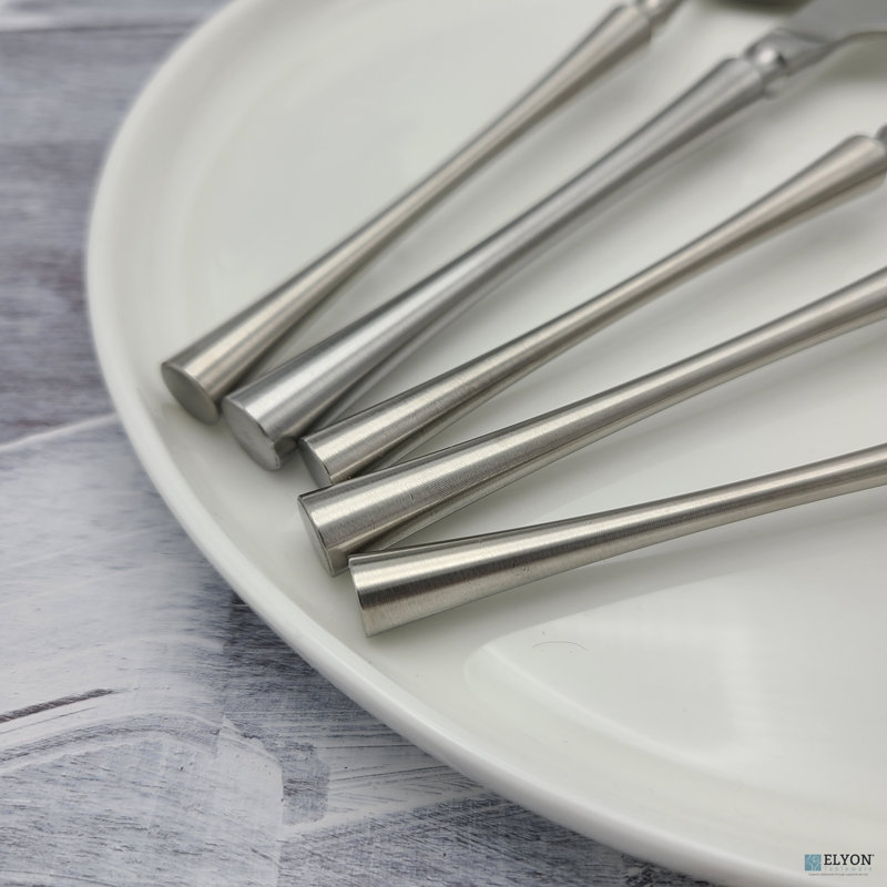Elyon 20-Pieces 18/10 Stainless Steel Flatware Set, Silver