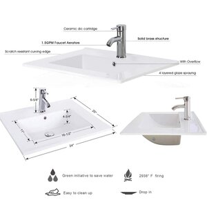ECLIFE 20'' White Ceramic Rectangular Bathroom Sink with Faucet and ...