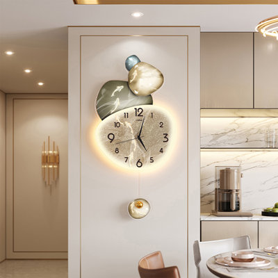 Milky White Irregular Stone Patterned Pendant Wall Clock