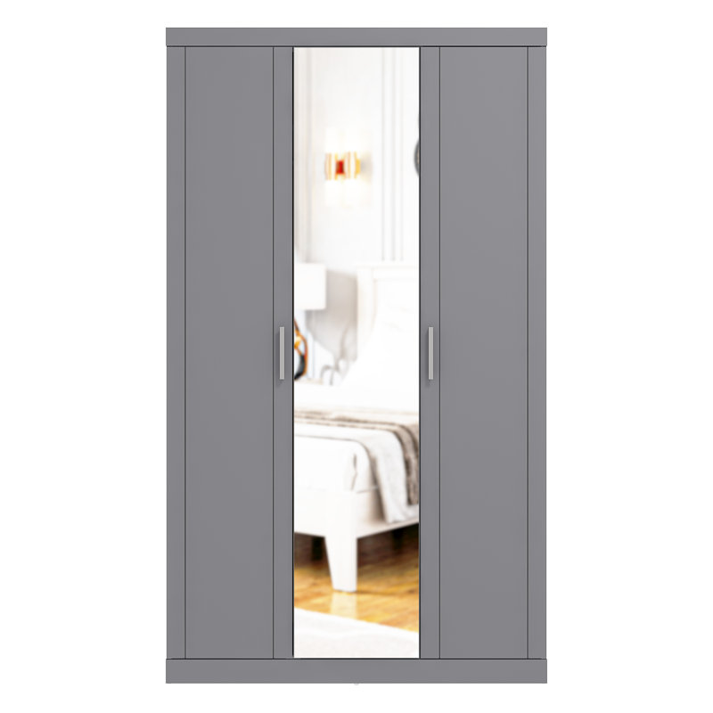 Kimberley 3 Door Manufactured Wood Wardrobe with Mirror, Grey