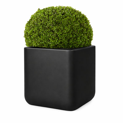 Kute Nest Indoor/Outdoor H18" Cubo Fiberstone Planter - Tricorn Black - Pot Opening 15"