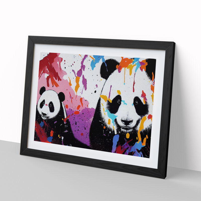XH1022-6781X Panda Splash Vol.1 Abstract - Single Picture Frame Print, 46cm H x 64cm W x 2cm D, Black
