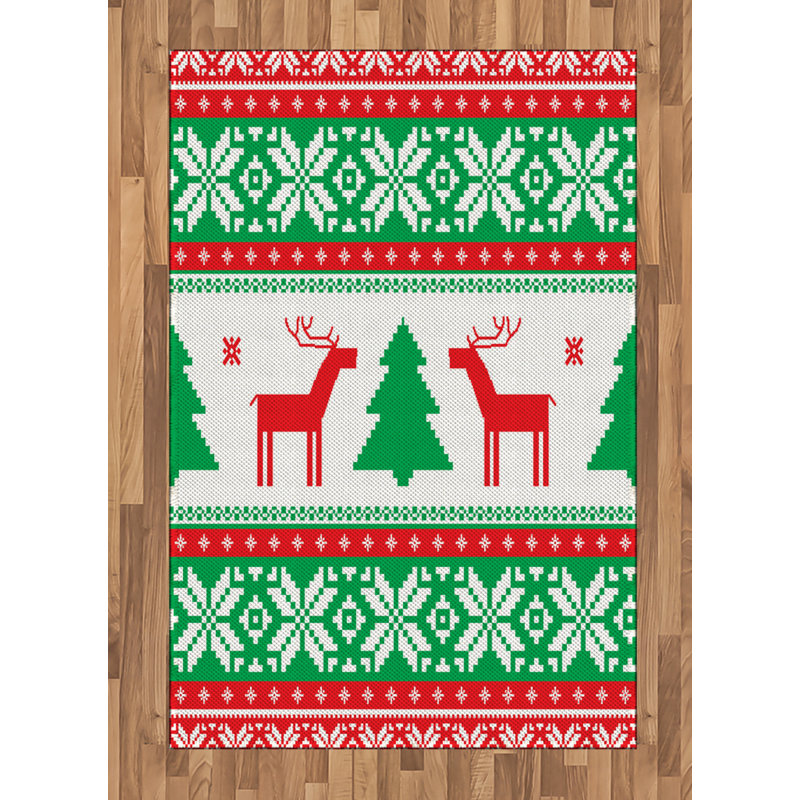 Tapis décoratif de Noël à haute densité en fibres de polyester à longs fils, Rectangle— 4 pi x 5 pi 8 po