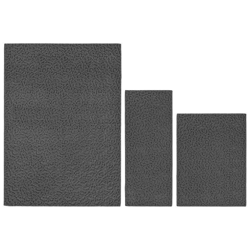 Ensemble de 3 tapis Ebenn Designs Yenni (5 pi x 7 pi, 3 pi x 4 pi, 24 po x 60 po) gris cendre