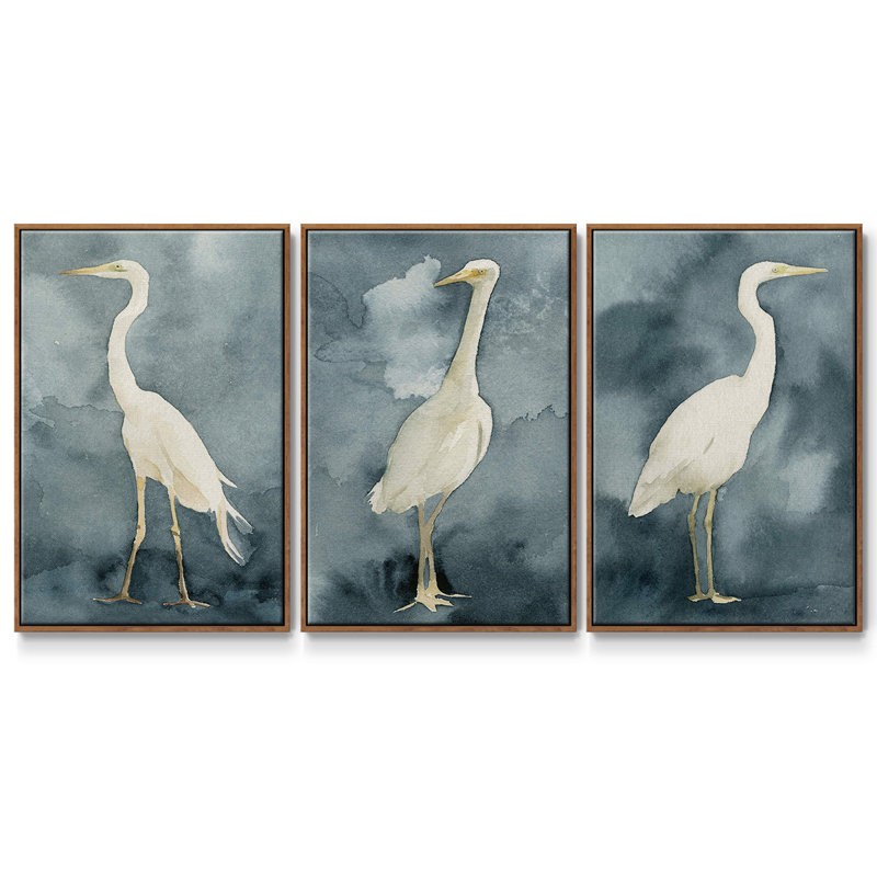 " Simple Egret I " 3 - Pieces, 36" H x 72" W, Walnut