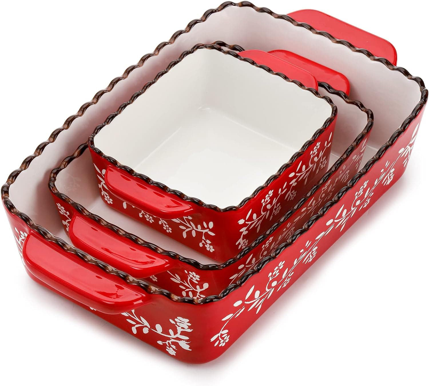 AMBLU 3-Piece Ceramic Bakeware Set, Porcelain Rectangular Lasagna Pans ...
