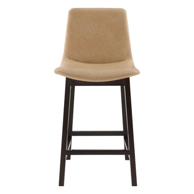 Tabouret de bar et de comptoir moderne en similicuir avec pieds en bois massif (ensemble de 2)