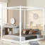 Grand lit à baldaquin avec pieds de soutien en bois de pin blanc et auvent personnalisable, lit plateforme à assemblage rapide, taille, espace sous le lit frais, design attrayant, base stable-1688675812