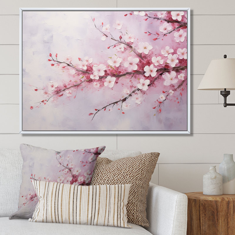 «Cherry Bliss Tree» sur toile, Cadre naturel flottant, 24" H x 32" W
