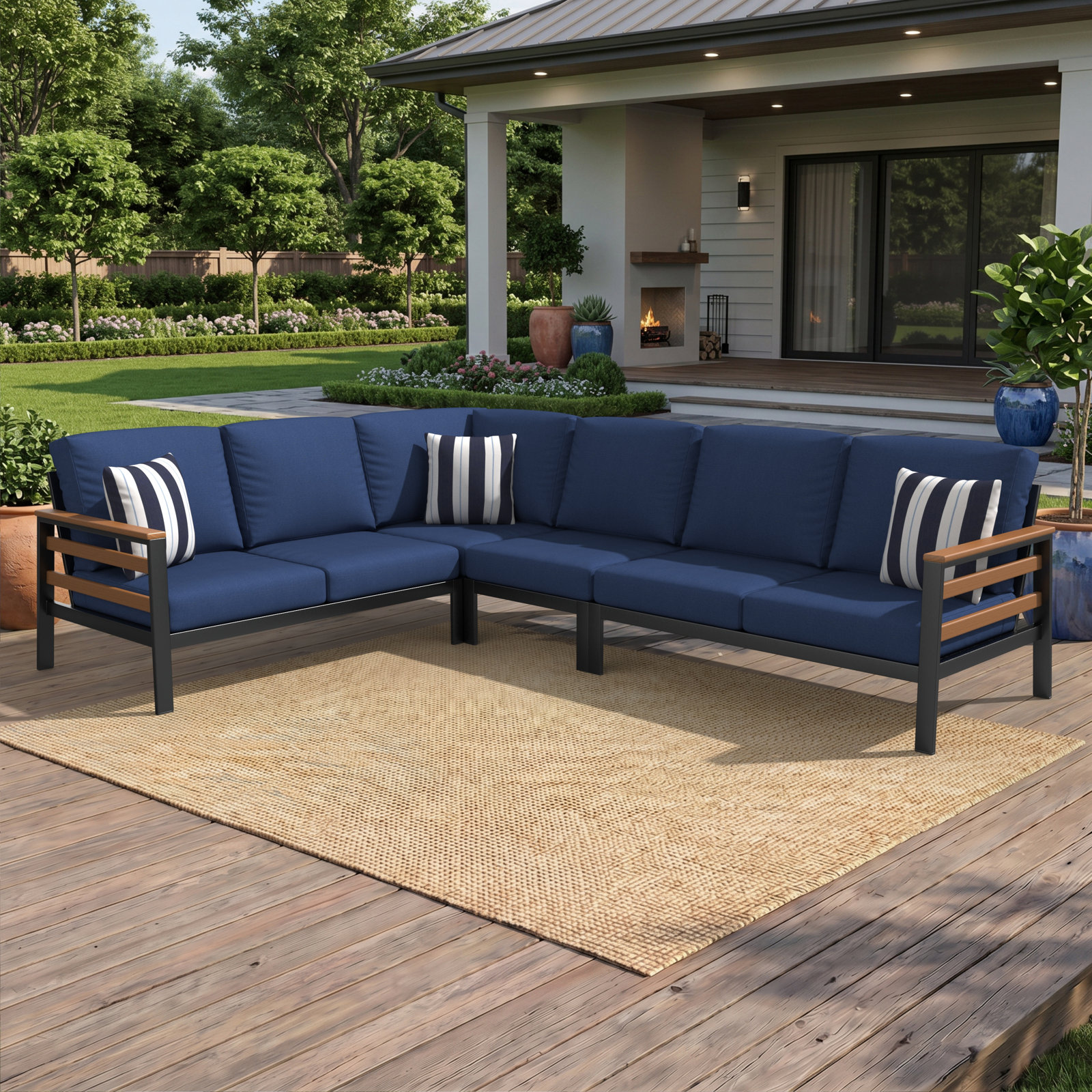 Townsend 88" Sunbrella® Patio Sofa, Canvas Navy Sunbrella® Canvas