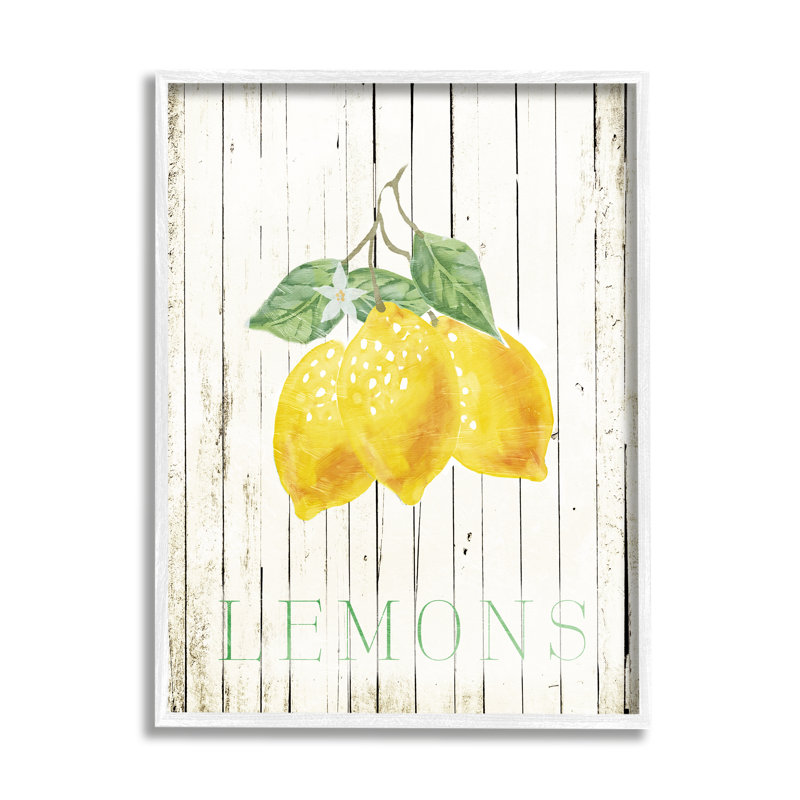 Rustic Lemons Country à motifs par Milli Villa - Cadre flottant, impression sur bois, H 14 po x l 11 po x P 1,5 po