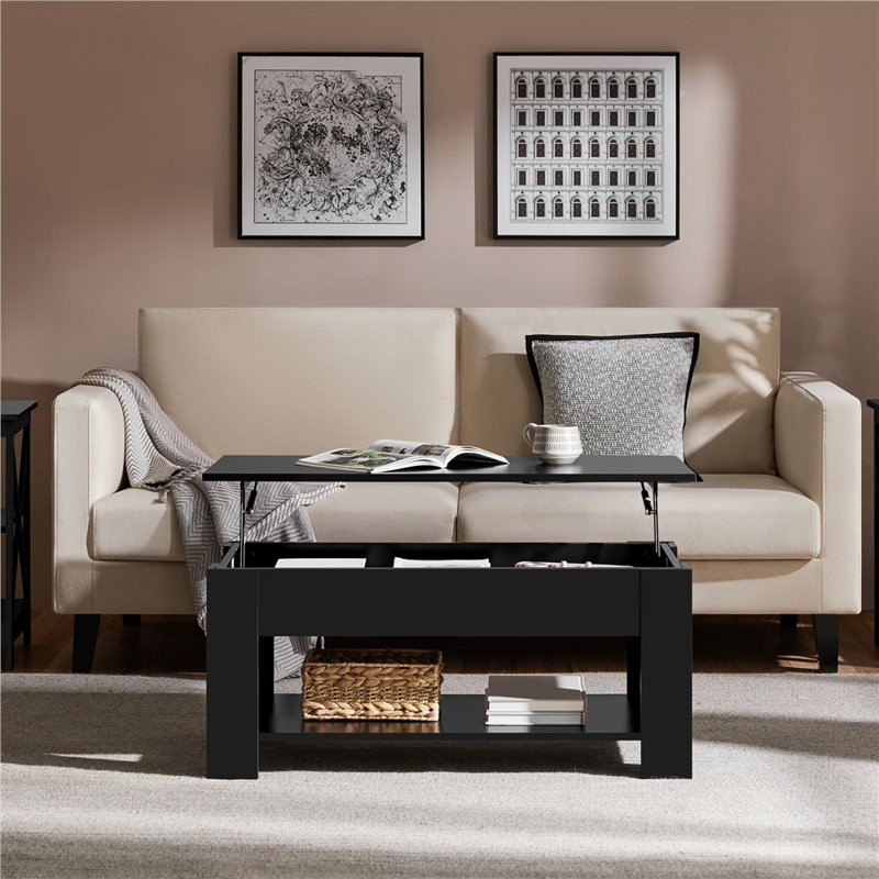 Table basse Ajeem, Noir, noir, noir, noir, H 16,5 po x L 39 po x l 20 po